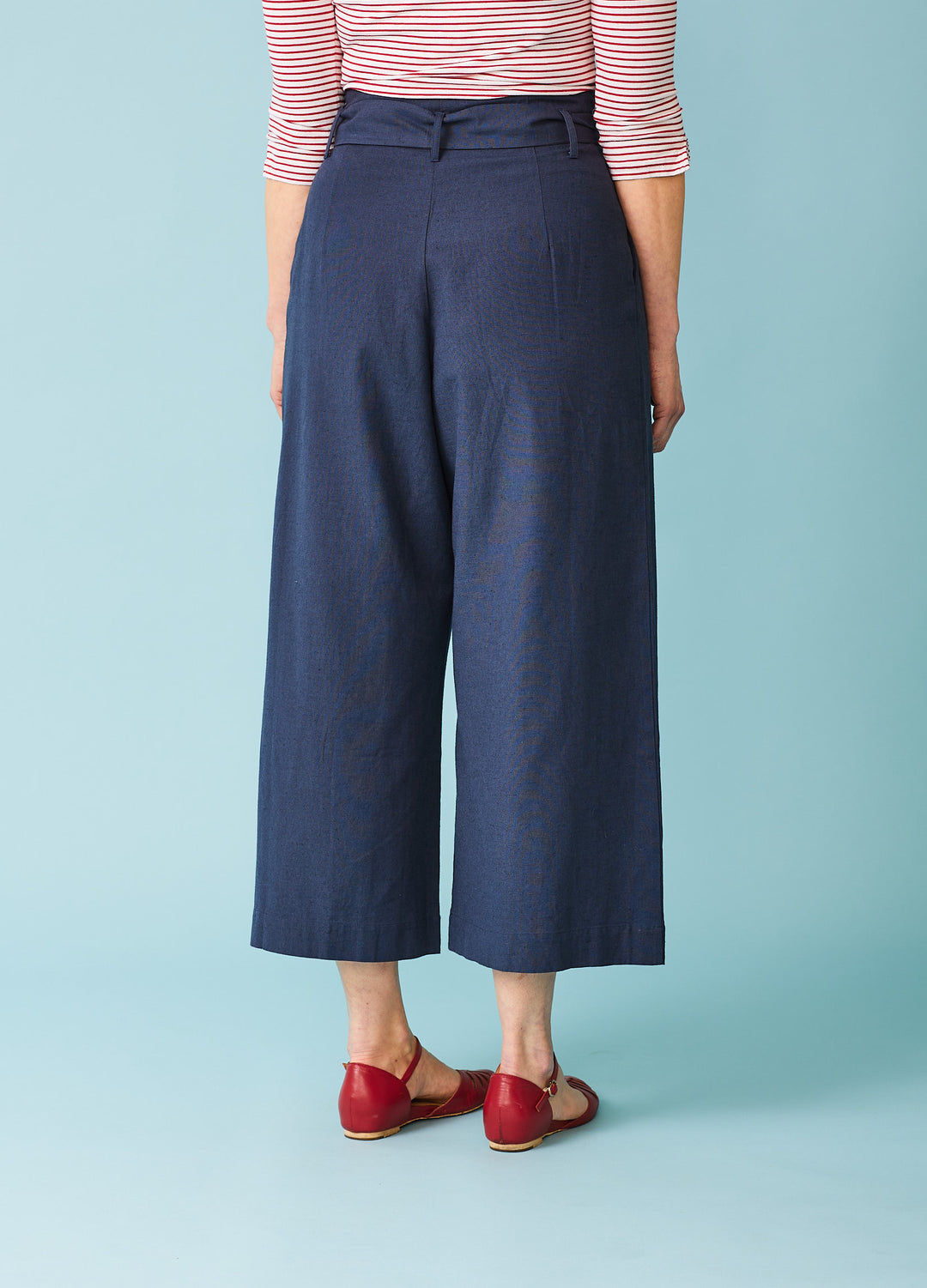 Gilda Indigo Cotton Linen Trousers - Dark Blue