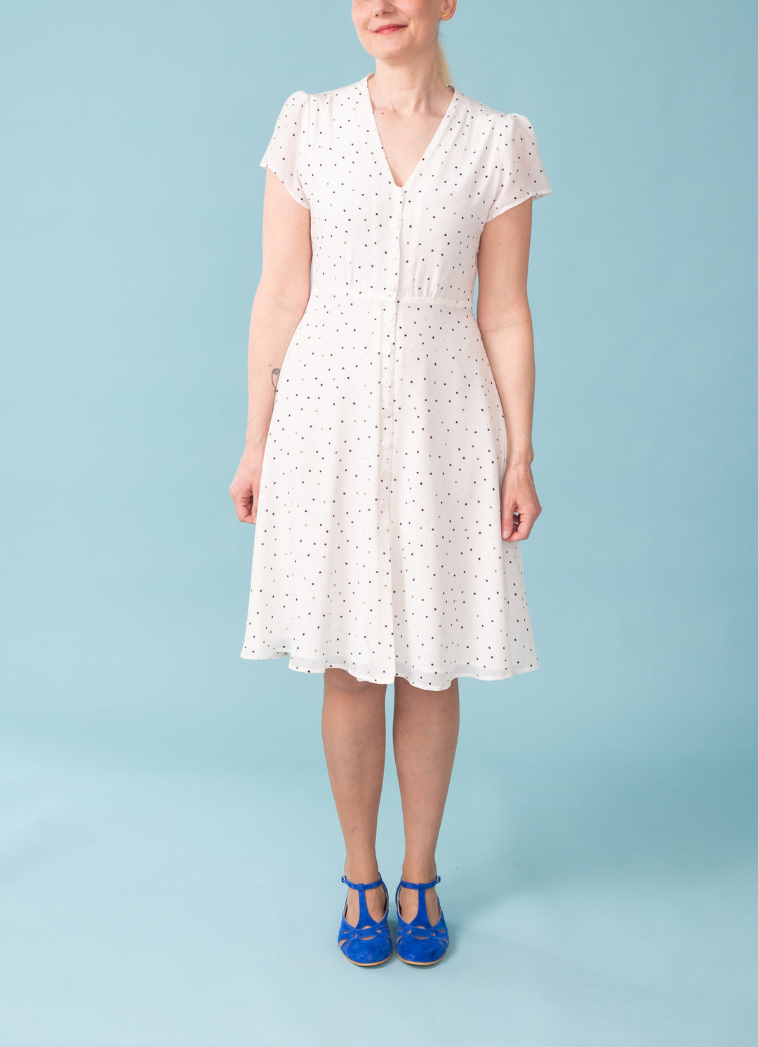 Eloise Shirt Dress - White/Dot