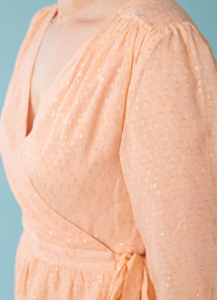 Anabelle Wrap Dress - Peach/Gold