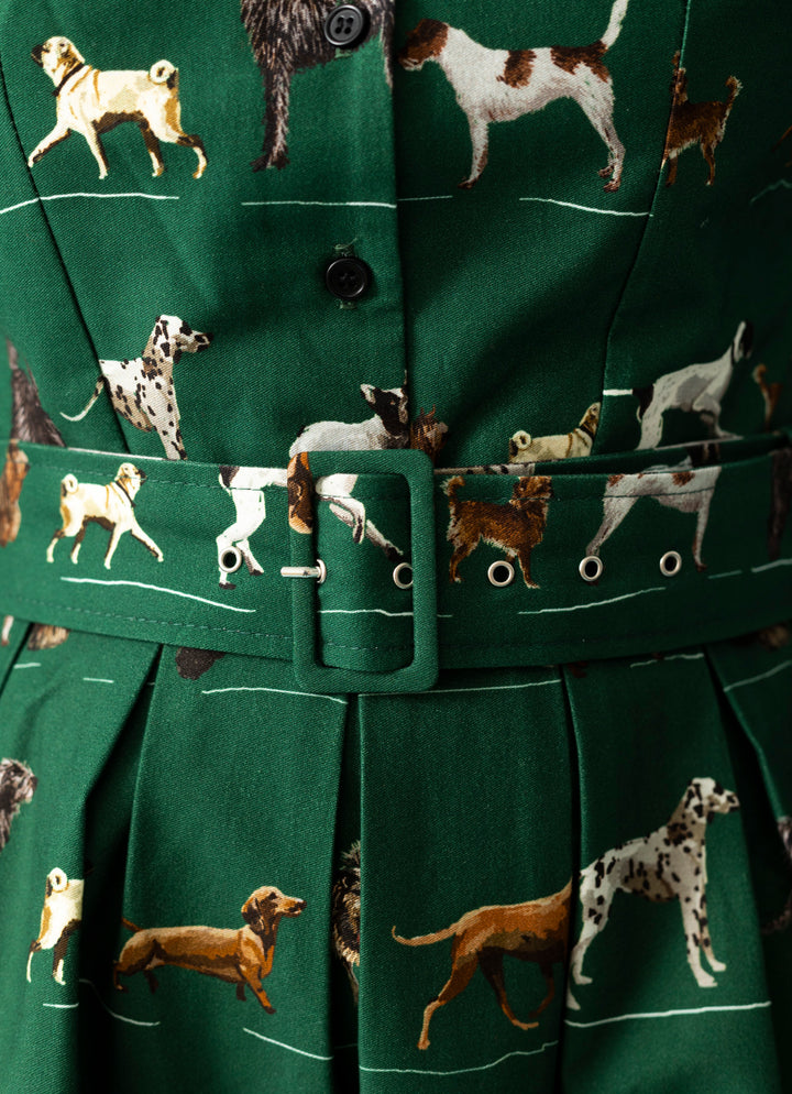 Cynthia shirt dress - Porcelain Dogs - bottle green