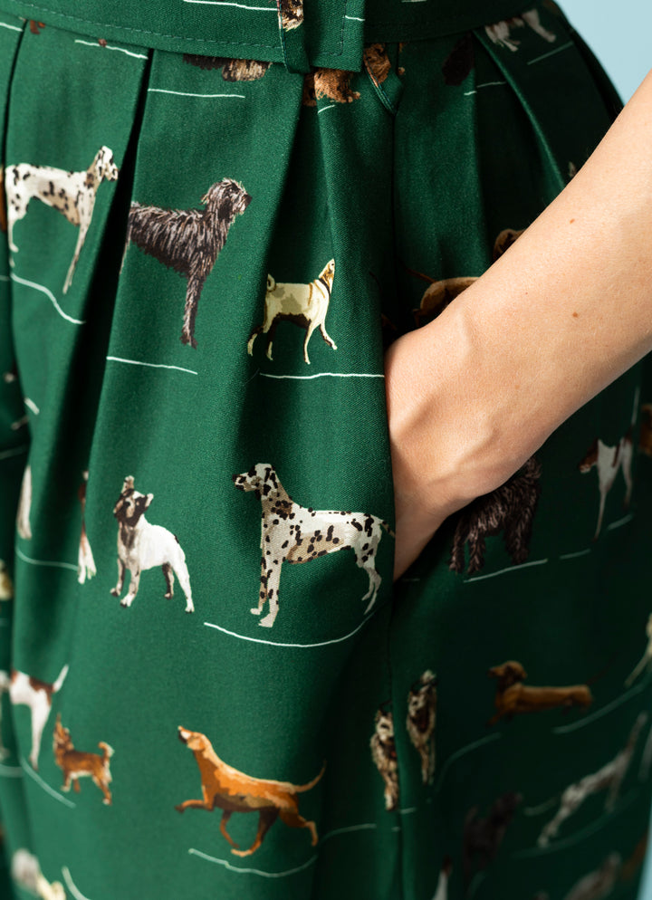 Cynthia shirt dress - Porcelain Dogs - bottle green