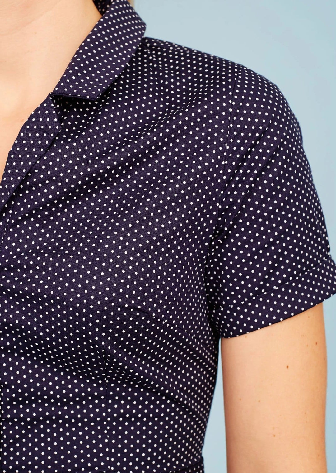Caterina skjortekjole - mørkeblå m. prikker