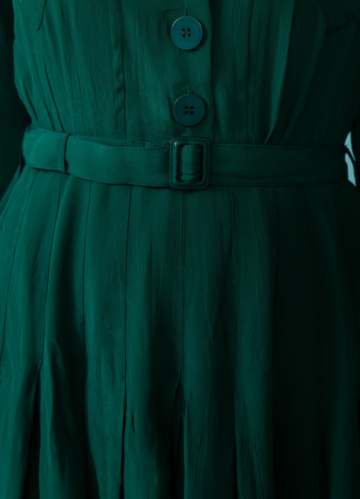 Lucille Shirtwaister Dress -  flaskegrøn