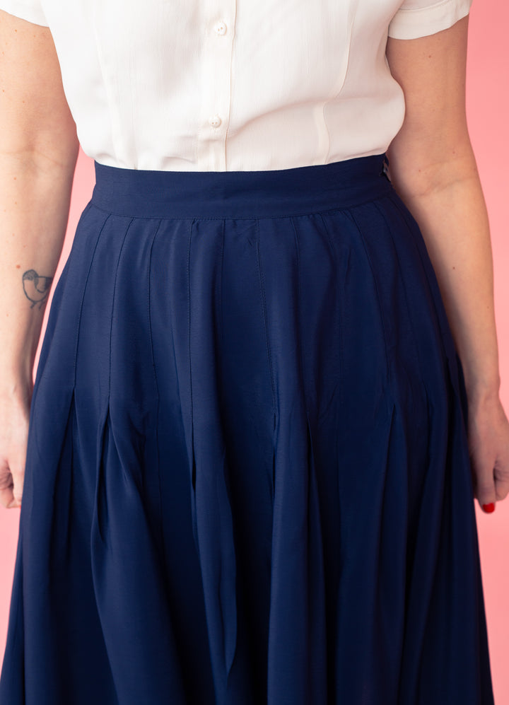 Lucille Pleated Skirt - Dark Blue