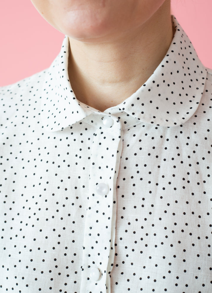 Classic blouse - white with black dots