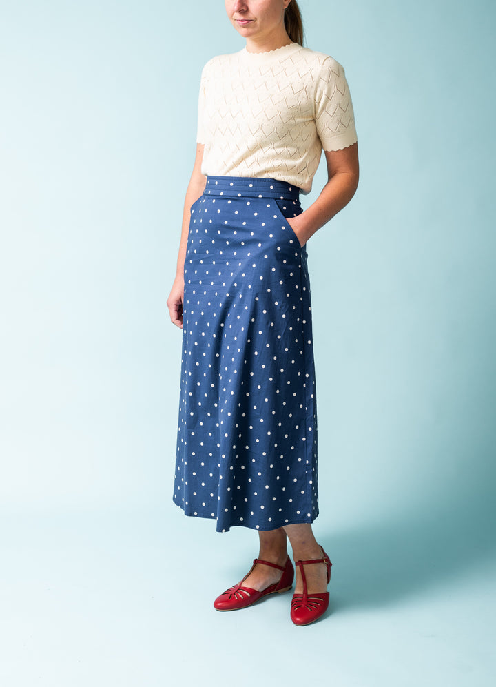 Gentle Melody Maxi Skirt - Blue/White