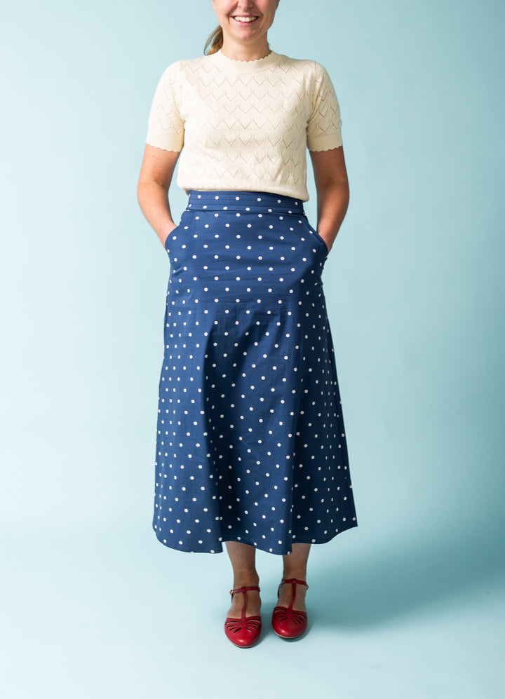 Gentle Melody Maxi Skirt - Blue/White